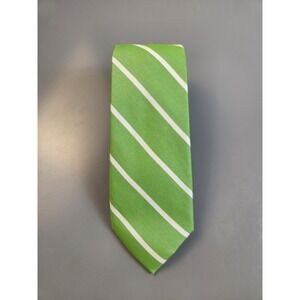 Nautica Neck Tie Green Stripe Silk/Cotton Blend 62"‎